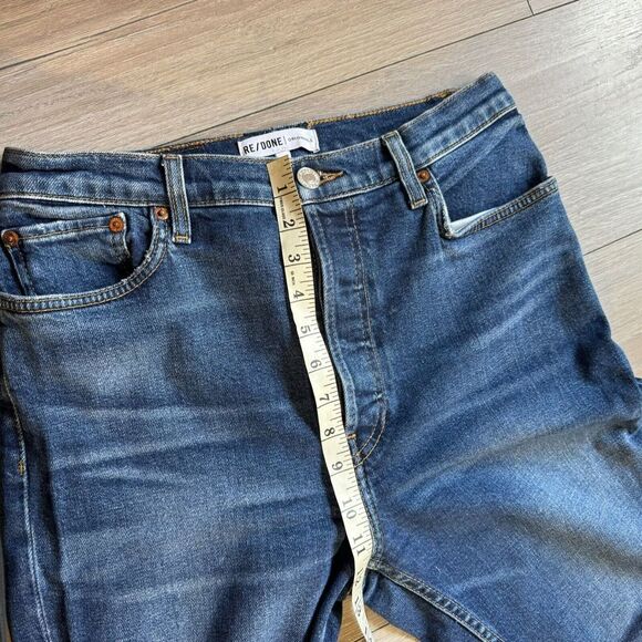 Re/Done Jeans High Rise Ankle Crop Stretch Button Fly ReDone Jeans 30 USA - Picture 9 of 15